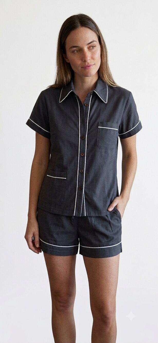 New Patiini black 3pc pajama set short sleeve shorts sz S